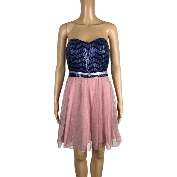 city triangles glitter dress Vintage 2000s City Triangles Blue Sparkly Midi Dress main image 1